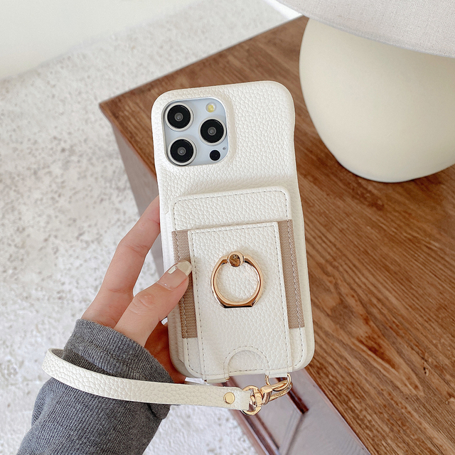 Multi-functional Wallet Leather Mobile Phone Case With Multiple Card Slots Bracket Lanyard for IPhone15 16 17Promax Samsung