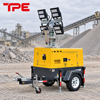 Tour d'éclairage mobile diesel LED 1400W, mât hydraulique de 9m, remorque compacte pour chantiers éloignés et événements en plein air