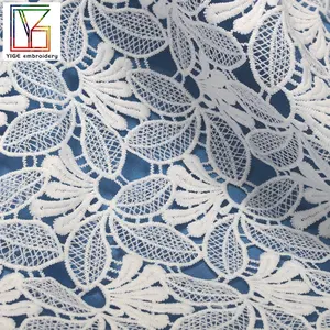 Latest Style african women Water Soluble Lace Fabric Chemical White Milk Fiber 100% Polyester Embroidered Lace