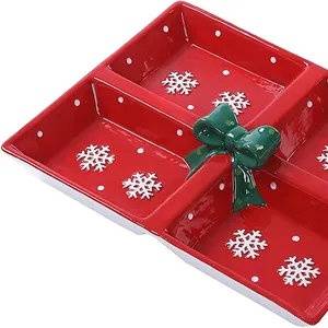 红色雪花圣诞主题寒假陶瓷4节服务器