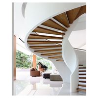 Escaliers Courbes de Style Populaire avec Rampe en Verre Trempé, Escaliers Courbes Minimalistes pour Bâtiments Résidentiels