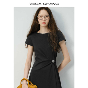 VEGA CHANG nuovo <span class=keywords><strong>vestito</strong></span> estivo a <span class=keywords><strong>maniche</strong></span> <span class=keywords><strong>corte</strong></span> girocollo plissettato in vita stretta abito <span class=keywords><strong>nero</strong></span> - Product Image 3