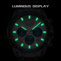 Montre Chronographe à Quartz pour Homme LG89229, 45mm, Acier Inoxydable, Design Simple et Original, Résistante à l'Eau, Style Luxe + Boîte