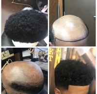 Toupet pour hommes, remplacement capillaire durable, dentelle complète, vague de 4 mm, afro bouclé, cheveux indiens Remy, noir, unités capillaires pour hommes