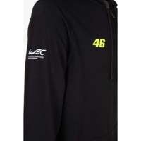 Sweat à capuche graphique zippé VR46 Officiel Fournisseur Direct Usine Le Mans 24 Heures, 80% Coton 20% Polyester, Anti-plis, Noir
