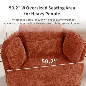 Ghế xoay trang trí Chenille mới, chỗ ngồi sâu, bọc vải, kiểu thùng tròn lớn dành cho phòng khách - Product Image 4