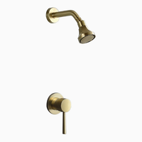 Ensemble de douche chaud/froid mural dissimulé en laiton doré, design moderne, 1 poignée, jet pluie, installation 2 trous, garantie 5 ans et plus - Vente chaude
