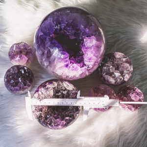 Bola de Geoda de <span class=keywords><strong>Amatista</strong></span> Pulida de Alta Calidad, Cristal Natural de Curación para Decoración del Hogar - Product Image 4