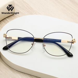 2025 Nieuwste Damesmode <span class=keywords><strong>Cat</strong></span> <span class=keywords><strong>Eye</strong></span> Anti Blauw Licht Optische Brillen Monturen Diamant Computerbril Metalen Montuur - Product Image 1