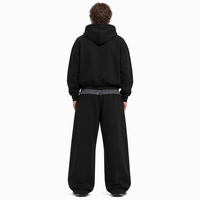 Conjunto de Sudadera con Capucha y Pantalón de Chándal Unisex de Alto Gramaje con Forro a Cuadros, Sudadera con Cremallera Oversize Estilo Urbano, Personalizado OEM ODM Venta al por Mayor REACH