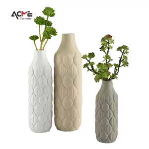 Custom Grey Living Room Large caliber Flower Insert Modern Nordic Style Matte Flower Ceramic Vase for Wedding Home Decor