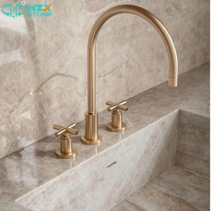 Encimera de Baño Moderna HZX con Recorte para Lavabo Empotrado, Mármol de Cuarcita Taj Mahal Pulido para Tocador Individual o Doble - Product Image 4