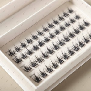 Cils naturels longue durée faits à la main, 4 rangées, style anime/<span class=keywords><strong>manga</strong></span>, vente en gros, pré-collés, à presser, boîte beige crème - Product Image 3