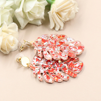 MD157ER2281 50mm Large Monstera Leaf Rectangle et Boucles d'oreilles arrondies en acrylique pour femmes Bijoux tropicaux pour anniversaire