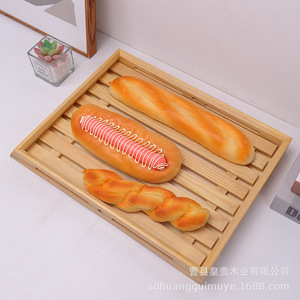 Plateau à thé ajouré, plateau à thé amovible en bois de pin, plateau à fruits rectangulaire simple, plateau de drainage, plateau en bambou et en bois - Product Image 4