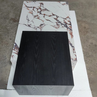 Table basse en pierre frittée Calacatta Viola, style moderne et luxueux, deux niveaux, couleur contrastée, meubles de salon