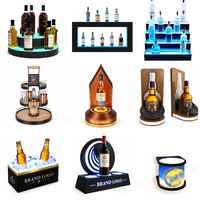 TERMEIN Présentoir à bouteilles lumineux en acrylique RGB personnalisable avec base éclairée à couleurs changeantes