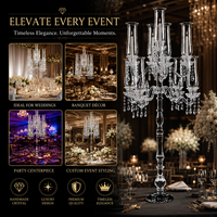Grand Candelabre en Cristal à 9 Bras pour Centre de Table de Mariage et Fêtes, Décoration Suspendue en Tube de Verre, Porte-Bougies en Cristal