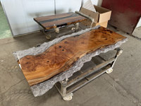 170-80cm nouvelle meilleure qualité personnalisée écologique en bois de noyer massif rivière Restaurant salle à manger café cuisine table en résine époxy