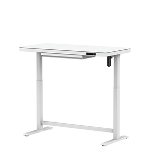 Bureau informatique électrique réglable en hauteur avec plateau en verre trempé et tiroirs - Product Image 2
