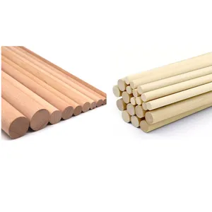 Bastone rotondo in legno non finito dritto e liscio per artigianato fai-da-te e bastoncini di legno di dimensioni personalizzate