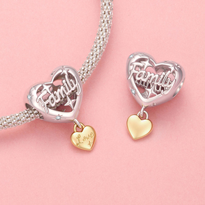 Pendentif en forme de cœur, charme familial, plaqué or, alliage, unisexe, bijou romantique, cadeau - Product Image 4