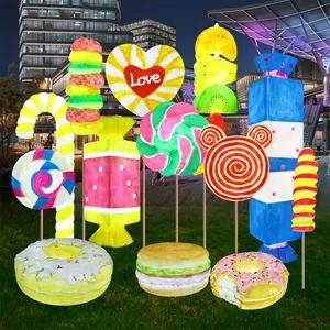 Festival Street Light LED Christmas Candy Cane Statue Resin Ice Cream Model For Event Rental Props