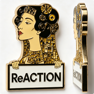 ReACTION Art Deco Femme Épinglette Métallique Plaqué Or Forme Irrégulière Émail Dur Badge de Mode de Collection - Product Image 4