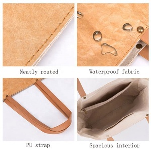 Vente en gros de sacs fourre-tout de voyage promotionnels et personnalisés pour épicerie, achats en papier kraft lavable - Product Image 6