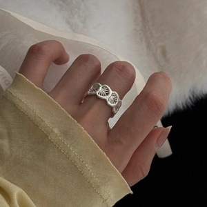 S925 Sterling <b>Silver</b> Antiqued Style Ring with Lace Snowflake <b>Fan</b> Leaf Filigree Retro Gold Inlay 18K Plating Sweet Niche Ring - Product Image 5