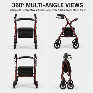 Collapsible Rollator Walker With Seat and Storage Compartment for Nursing Home Senior Residents Daily Walking <strong>Aid</strong> - Product Image 3