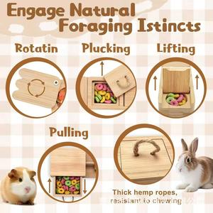 Wooden Pet Foraging Toy With Treat Dispensing For Rabbit Hamster Interactive Feeder <b>Puzzle</b> <b>Box</b> Small Animal Enrichment - Product Image 1