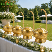 Pemanas Makanan Bulat Desain Mewah Modern Allnice dari Baja Anti Karat Berlapis Emas untuk Katering Hotel