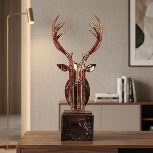 Tête de cerf personnalisée avec bois de cerf, sculpture animale, renne décoratif en métal pour table de Noël avec base carrée pour la décoration intérieure - Product Image 4
