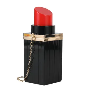 2023 fashion chain small lipstick shaped bags acrylic lipstick shaped clutches purse handbag