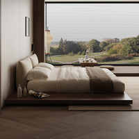 Muebles de Dormitorio Estructura de Plataforma Flotante de Madera Maciza Cama Baja Tamaño Queen y King Cama Tatami Estilo Japonés