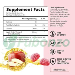 Gomitas de Vinagre de Sidra de Manzana Orgánico para la Belleza, Pérdida de Peso para Adultos, Desintoxicación, <span class=keywords><strong>Bloqueador</strong></span> de Carbohidratos, Adelgazante, Refuerzo Inmunológico, Vitamina OEM - Product Image 5