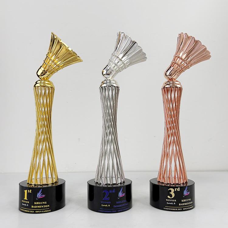 Gold Metal Badminton Clear Glass Crystal