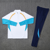 Setelan Training Sepak Bola Pria Grosir, Jaket Setengah Resleting Kerah Tinggi Lengan Panjang, Regular Fit, Cepat Kering, 100% Poliester