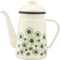 Théière en émail vintage 2L, blanche, faite à la main, avec logo personnalisé, pour café et thé, usage domestique, en métal émaillé, type percolateur