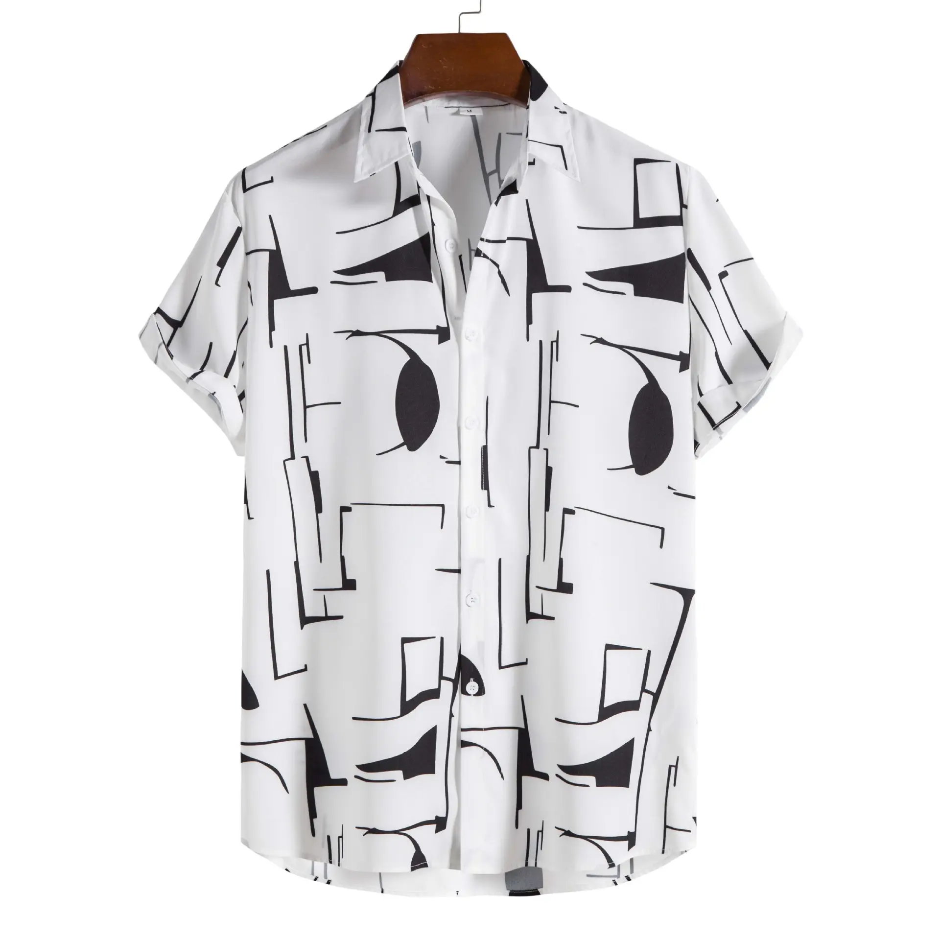 New Design Drop-shipping Summer Loose Casual Haitian Custom Polyester Essential White 3D Full printed short-sleeved Boys shirts