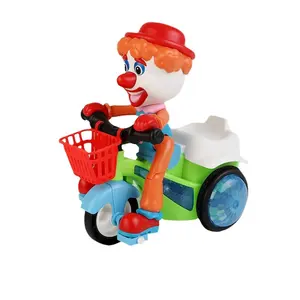 Children Electric Universal Robot Light Music Interactive 360 Degree 45 Degree Upright Rotation Clown Stunt Car Tricycle Toys