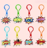 Porte-clés légers en acrylique avec mousqueton, design Pop Art, effet sonore de bande dessinée, imprimé UV, étanches, acceptent les commandes