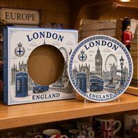Assiette décorative en céramique souvenir touristique d'Angleterre, Londres, motif Big Ben, London Eye, drapeau, pour assiette en porcelaine, personnalisable OEM ODM, vente en gros