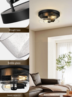 Plafonnier en verre à bulles de style industriel, métal noir, rétro, douille E27, luminaire adapté aux chambres à coucher, aux cuisines et aux entrées