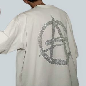 High Quality Luxury Rhinestone T Shirt Short Sleeve Custom Logo 100% Cotton Graphic Tees Rhinestone <b>Transfer</b> Mens <b>Tshirt</b> - Product Image 1