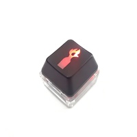 Mini porte-clés pendentif carré translucide en plastique PC à compartiment unique, avec bouton anti-stress lumineux et cordon