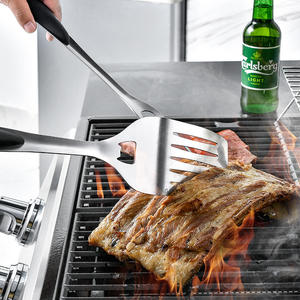 Large 16-inch 430 Stainless Steel Durable Reusable <b>BBQ</b> Grill Set (4 Pieces) Grill Fork Food Tongs Oil Brush - Product Image 3