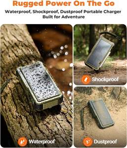 Banque d'alimentation <span class=keywords><strong>solaire</strong></span> 20000mAh, <span class=keywords><strong>chargeur</strong></span> rapide PD20W, <span class=keywords><strong>chargeur</strong></span> sans fil à manivelle, câbles d'entrée Micro USB, lampe de poche, urgence en plein air - Product Image 6