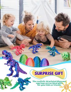 Lot de Œufs de Dinosaures Imprimés en 3D en Gros, Décoration de Pâques en Plastique avec Jouets de Décompression Dragons Glacés pour Enfants - Product Image 6